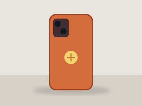 Phone in an orange case — synthetic demo